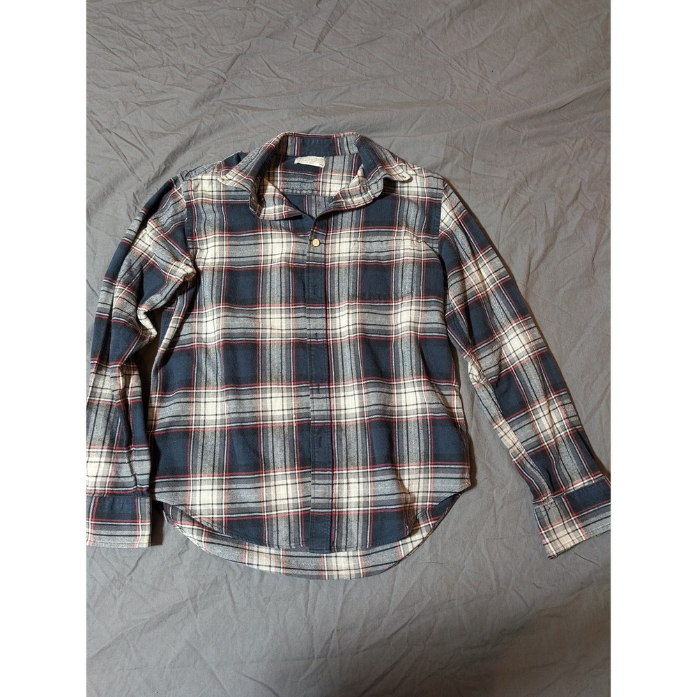 Boston Traders Shirt Mens Large Blue red white Plaid Flannel Button Up‎ Casual